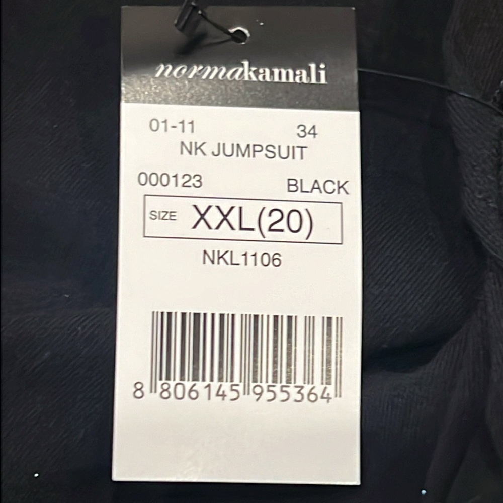 NWT Norma Kamali Black/Sparkly Jumpsuit, Pockets, XXL, Cap Sleeves - Picture 6 of 17